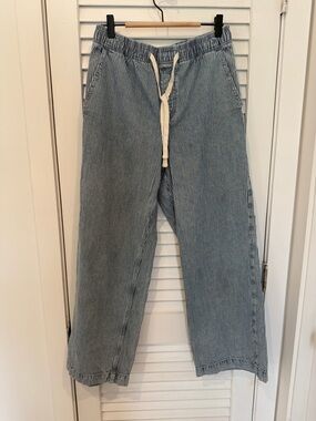 GAP women’s Light Blue Pinstripe Relaxed Drawstring Jeans